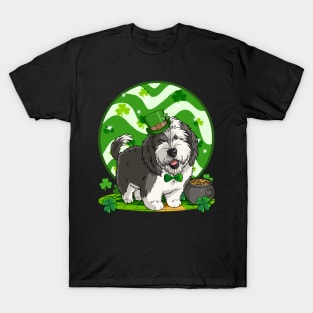 Sheepadoodle Leprechaun St Patricks Day Irish Dog T-Shirt